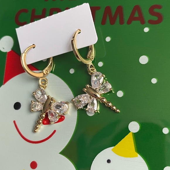 Butterfly women earrings Gold filled - Picture 3 of 3